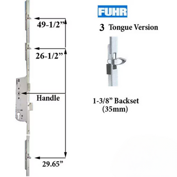 MW Door with 4 point lock - 3 Tongues. 1-3/8 Backset